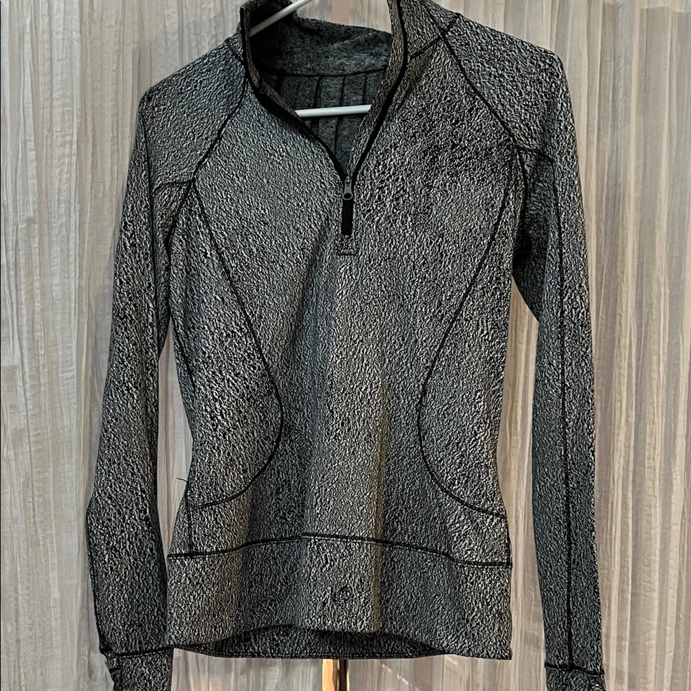 Lululemon Athletica Gray Textured Quarter-Zip Sweatshirt